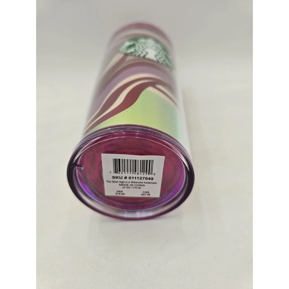 NEW Starbucks tumbler red gold  swirl Holiday Siren logo‎ Venti Cold Cup